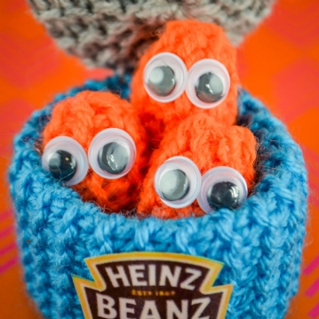 Hand Knitted Baked Beans Can with Individual Beans