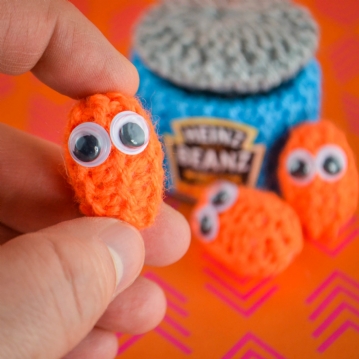 Hand Knitted Baked Beans Can with Individual Beans