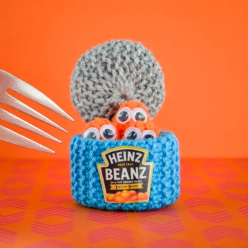 Hand Knitted Baked Beans Can with Individual Beans
