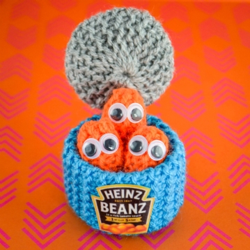 Hand Knitted Baked Beans Can with Individual Beans