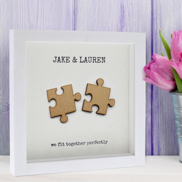 'We Fit Together' Personalised Jigsaw Piece Wooden Box Frame