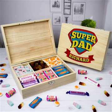Personalised Super Dad Wooden Sweet Box