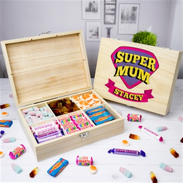 Personalised Super Mum Wooden Sweet Box