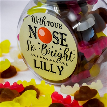 Personalised Christmas Reindeer Sweet Jar - "Nose so Bright"