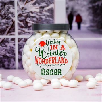 Personalised Christmas Mint Imperial Sweet Jar - "Winter Wonderland"