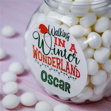 Personalised Christmas Mint Imperial Sweet Jar - "Winter Wonderland"