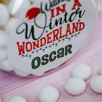 Personalised Christmas Mint Imperial Sweet Jar - "Winter Wonderland"