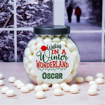 Personalised Christmas Mint Imperial Sweet Jar - "Winter Wonderland"