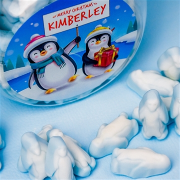 Personalised Christmas Penguin Jelly Sweet Jar
