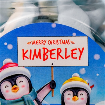 Personalised Christmas Penguin Jelly Sweet Jar