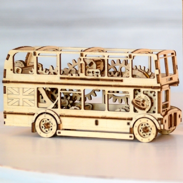 Wooden City Vintage London Bus Model Construction Kit