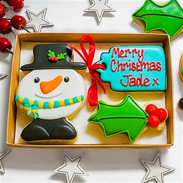 Personalised Snowman Hand-Iced Cookie Letterbox Gift Set