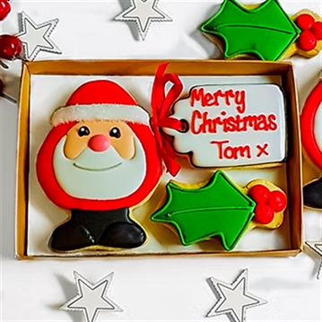 Personalised Father Christmas Hand-Iced Cookie Gift Set