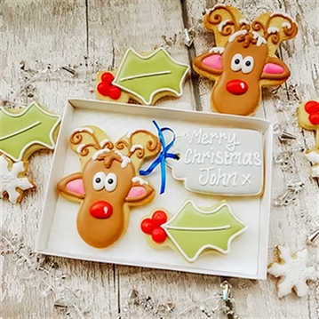 Personalised Rudolph Hand-Iced Cookie Letterbox Gift Set