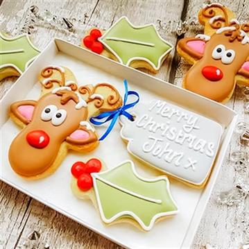 Personalised Rudolph Hand-Iced Cookie Letterbox Gift Set