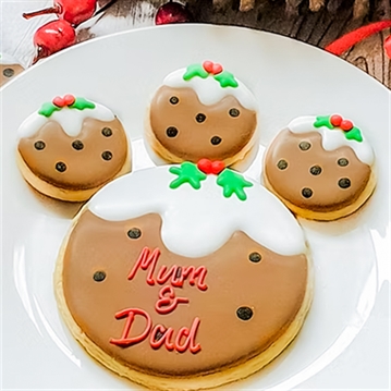 Personalised Christmas Puds - Hand-Iced Cookie Letterbox Gift