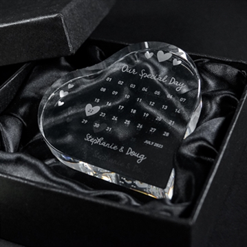 Personalised Engraved Special Date Calendar Crystal Heart