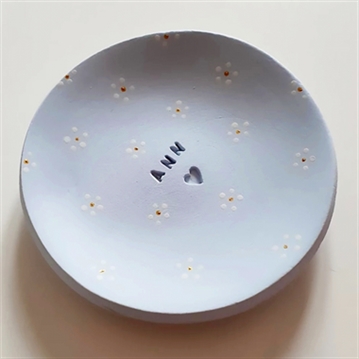 Personalised Handmade Blue or Pink Name Trinket Dish