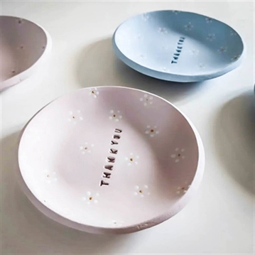 Personalised Handmade Blue or Pink Name Trinket Dish