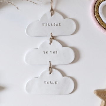 Handmade Welcome to the World Cloud Hanging Decoration