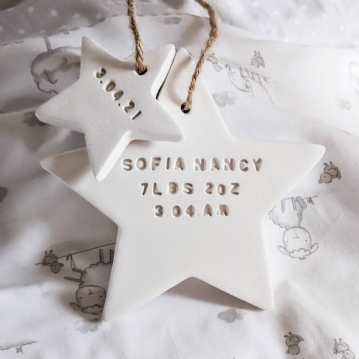 Personalised Handmade Baby Birth Details Star Hanging