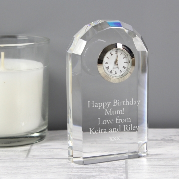 Engraved Crystal Mantel Clock