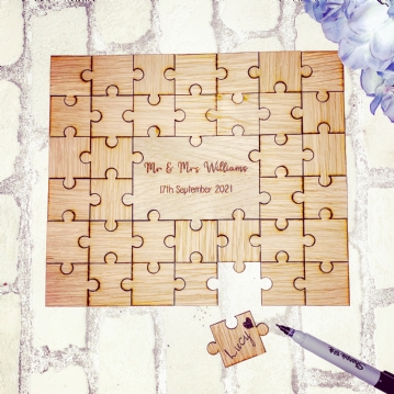 Personalised Wooden Puzzle Wedding Guest Book