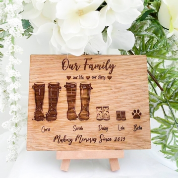 Welly Family Personalised Wooden Plaque
