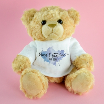 Personalised Watercolour Couple Names Teddy Bear