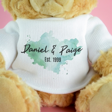 Personalised Watercolour Couple Names Teddy Bear