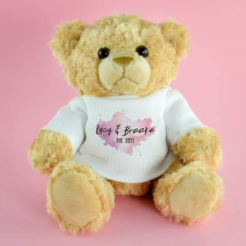 Watercolour Couple Names Personalised Teddy Bear Find Me A Gift
