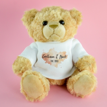 Personalised Watercolour Couple Names Teddy Bear