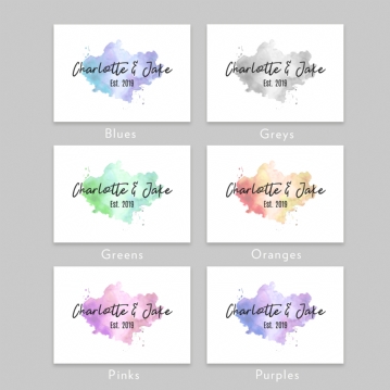 Personalised Watercolour Couple Names Teddy Bear