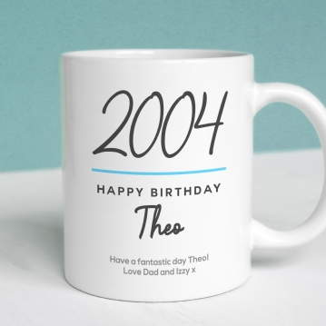 Classy 18th Birthday Year Personalised Mug