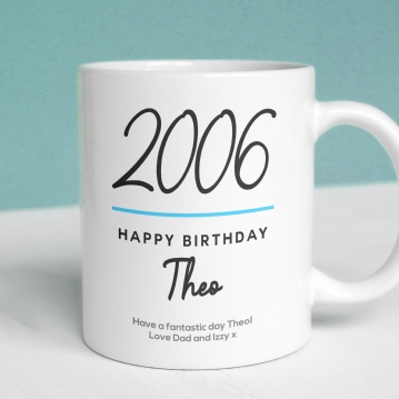 Classy 18th Birthday Year Personalised Mug