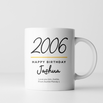 Classy 18th Birthday Year Personalised Mug