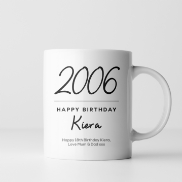 Classy 18th Birthday Year Personalised Mug