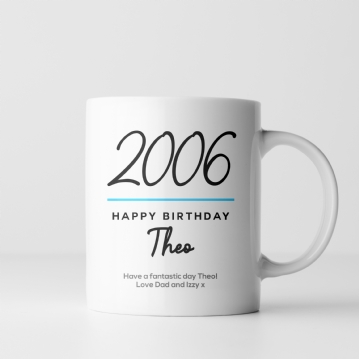 Classy 18th Birthday Year Personalised Mug