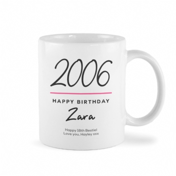Classy 18th Birthday Year Personalised Mug