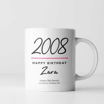 Classy 18th Birthday Year Personalised Mug