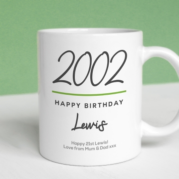 Classy 21st Birthday Year Personalised Mug