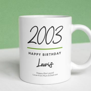 Classy 21st Birthday Year Personalised Mug