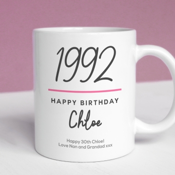 Classy 30th Birthday Year Personalised Mug