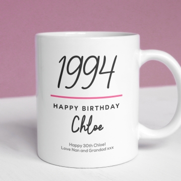 Classy 30th Birthday Year Personalised Mug