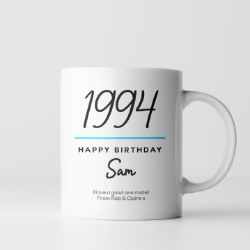 Classy 30th Birthday Year Personalised Mug