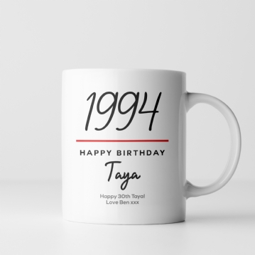 Classy 30th Birthday Year Personalised Mug