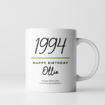 Classy 30th Birthday Year Personalised Mug