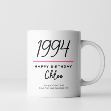 Classy 30th Birthday Year Personalised Mug