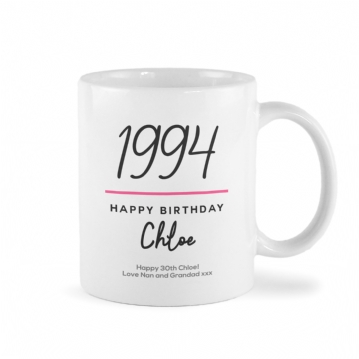 Classy 30th Birthday Year Personalised Mug