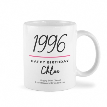 Classy 30th Birthday Year Personalised Mug